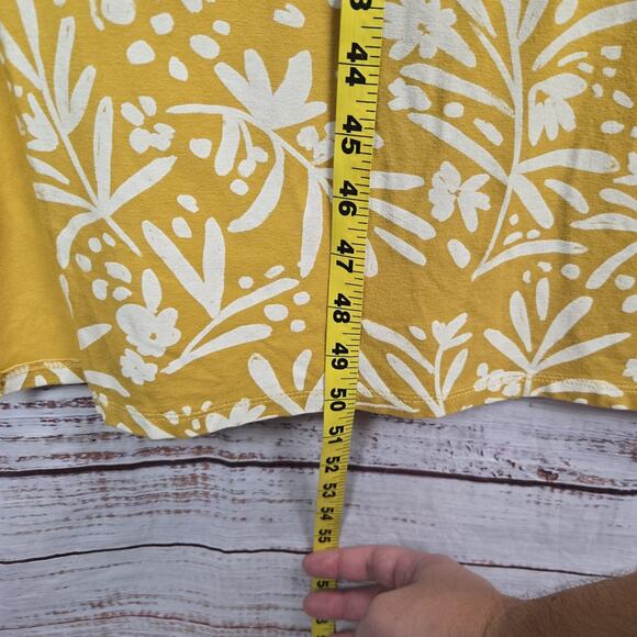 Garnet Hill Midi Dress Sz L Yellow Floral Sleeveless Tencel Spandex Flowy Slits - Picture 12 of 13